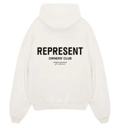 White Represent Logo Hoodie 1